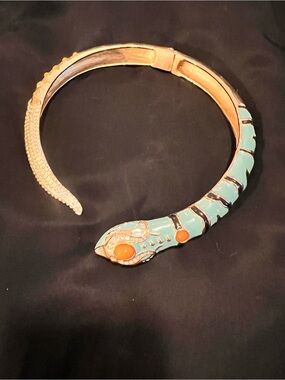Gold-Tone Turquoise Snake Cuff Bracelet with Orange Accents by Anna Della Russo